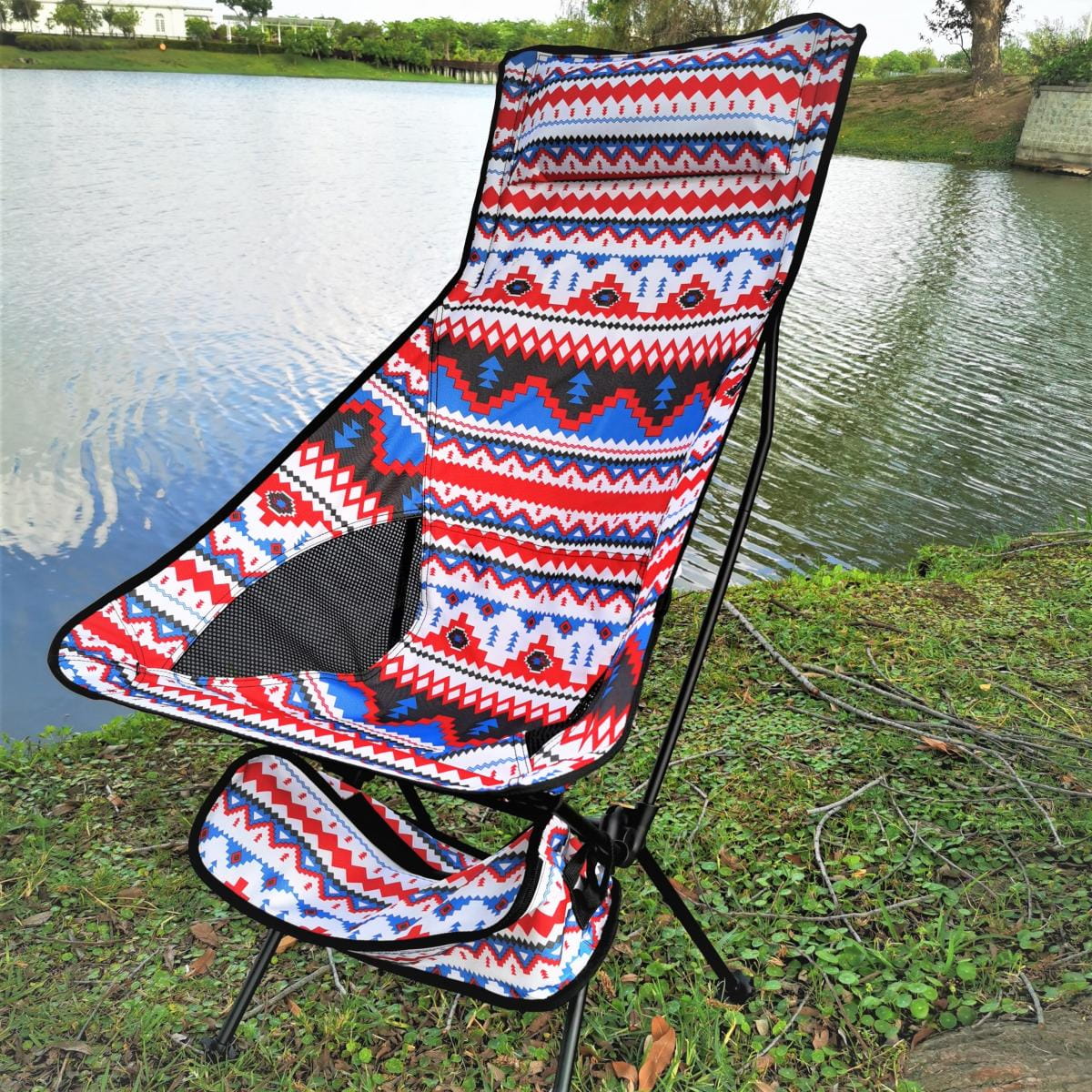 靠背椅野營釣魚椅月亮椅子彩色民族風沙灘椅子加長款 3