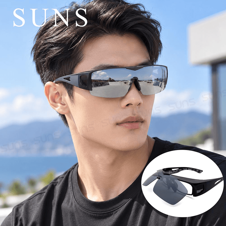 【suns】休閒上翻式偏光太陽眼鏡 水銀鏡面 (可套鏡) 0