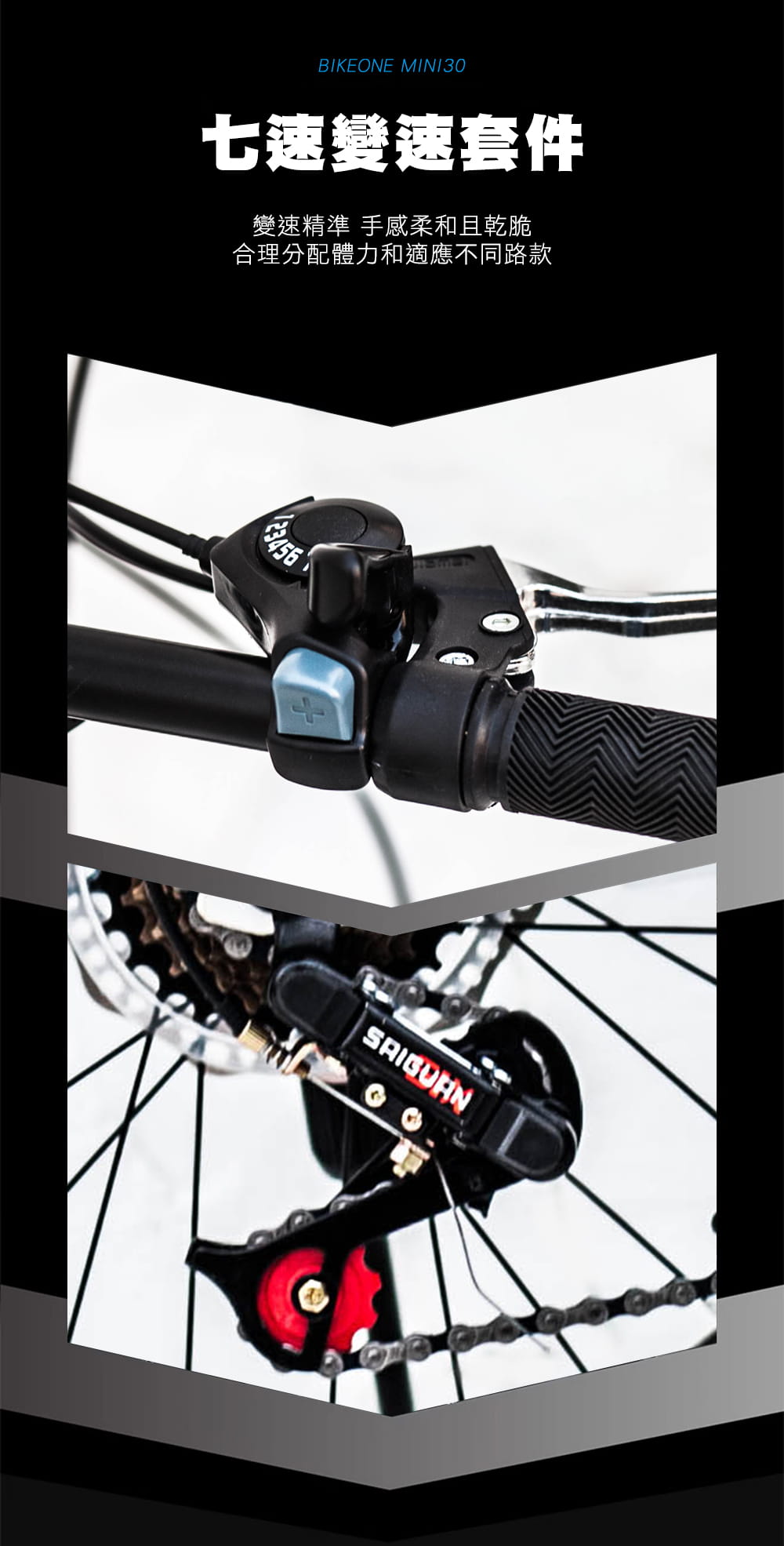 BIKEONE MINI30 20吋7速碟煞折疊車 搭配前後雙碟煞與擋泥板後貨架 11