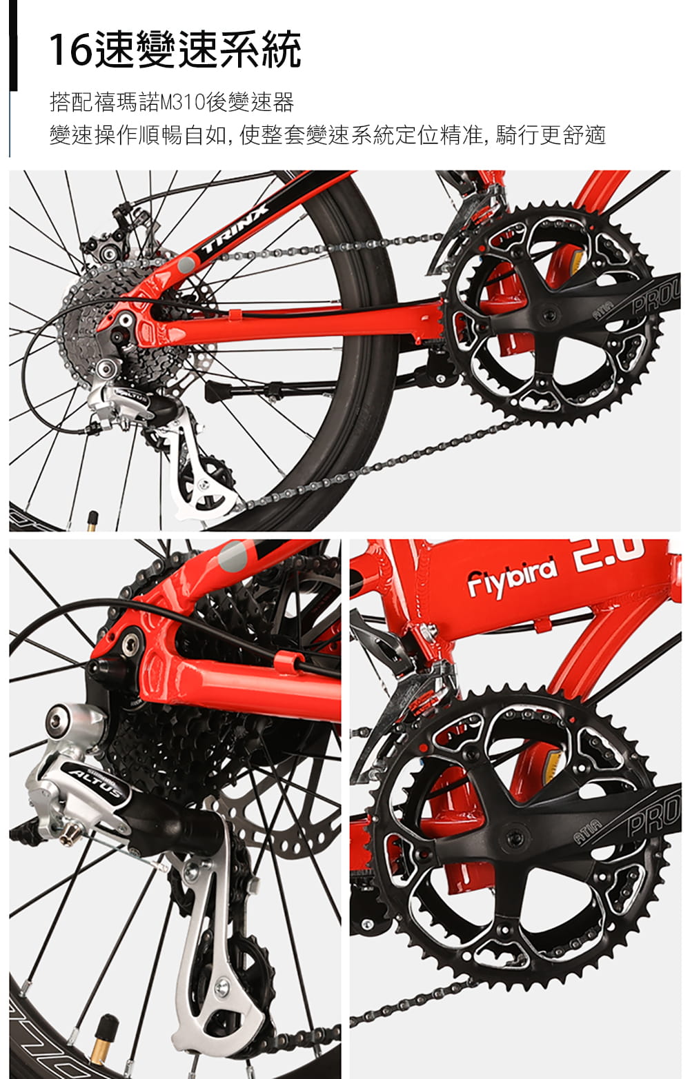 BIKEDNA FLYBIRD2.0 20寸16速52T大齒盤451輪組碟剎煞變合一鋁合金摺疊車 6