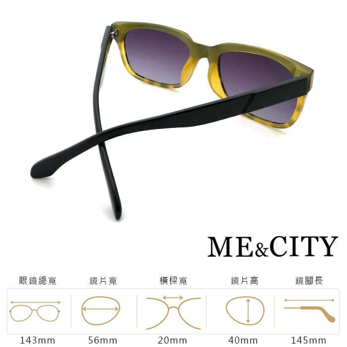 【ME&CITY】 時尚極簡玳瑁方框太陽眼鏡 抗UV (ME 21003 G02) 6