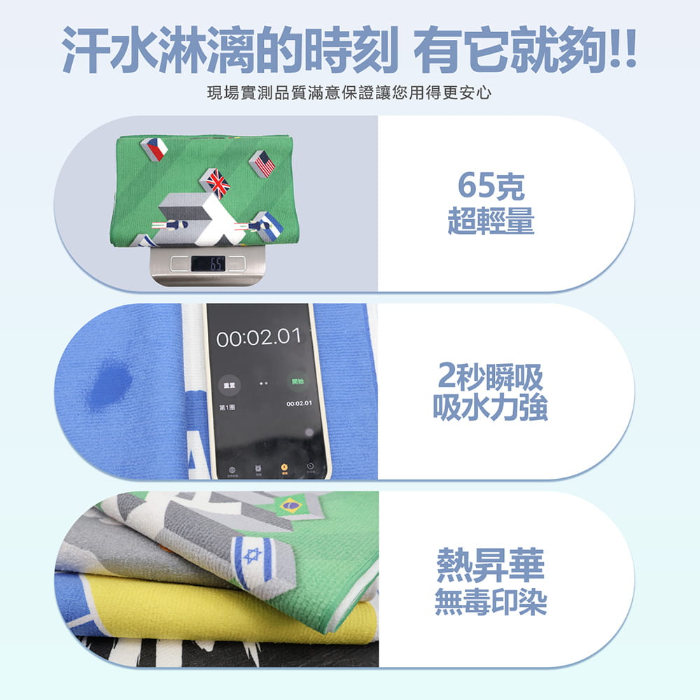 【GIAT】台灣製超細纖維瞬吸運動毛巾(新上市) 5