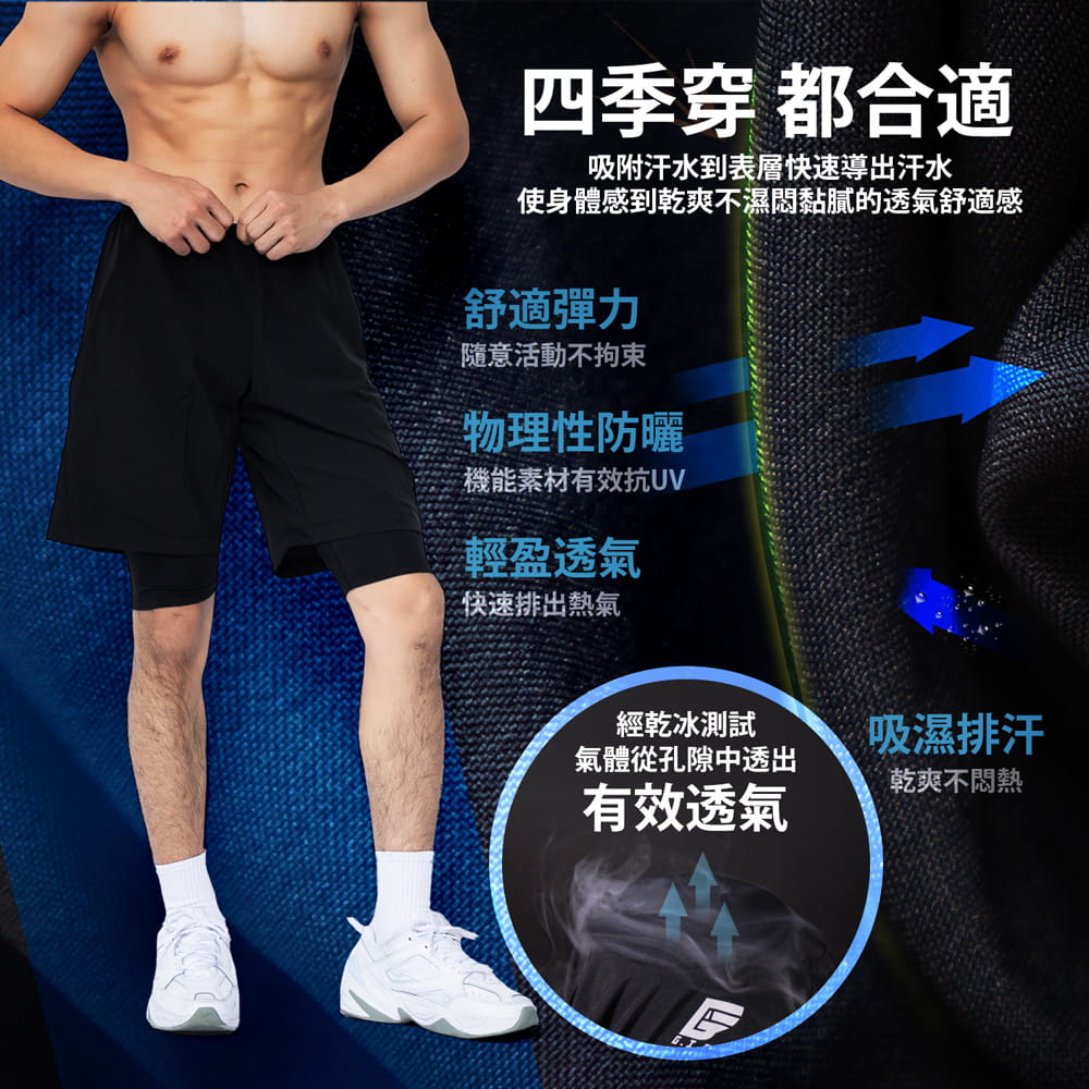 【GIAT】台灣製雙層防護排汗短褲(男款) 10
