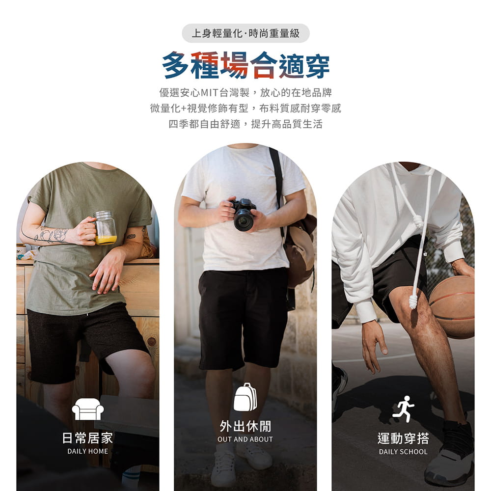 【GIAT】台灣製極輕量排汗運動短褲(男拼接款) 4