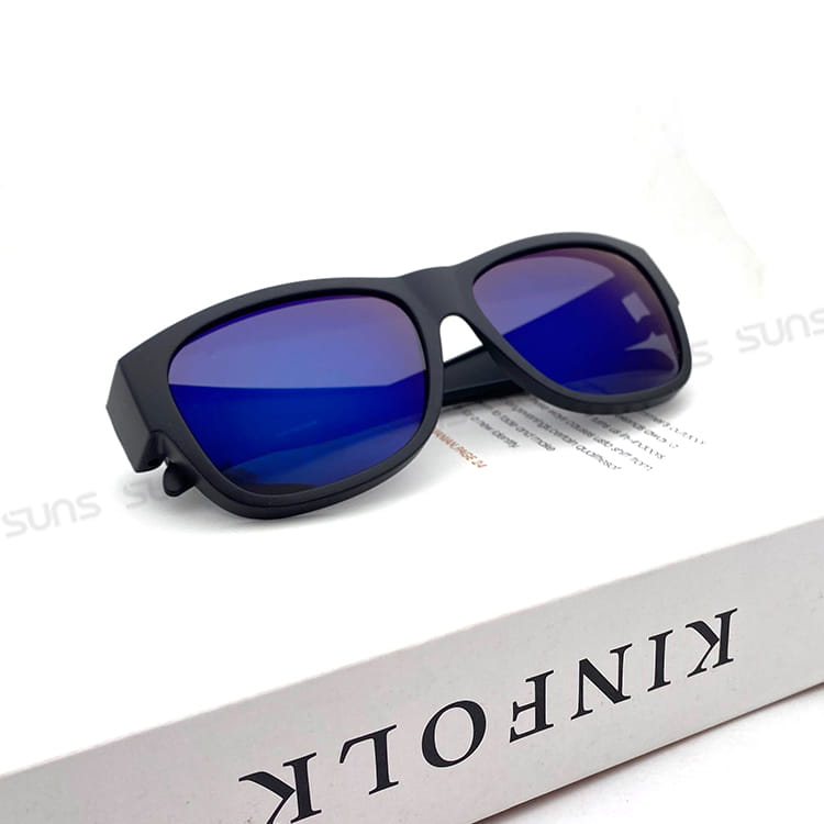 【suns】時尚霧黑框藍水銀 偏光太陽眼鏡 抗UV400 (可套鏡) 1