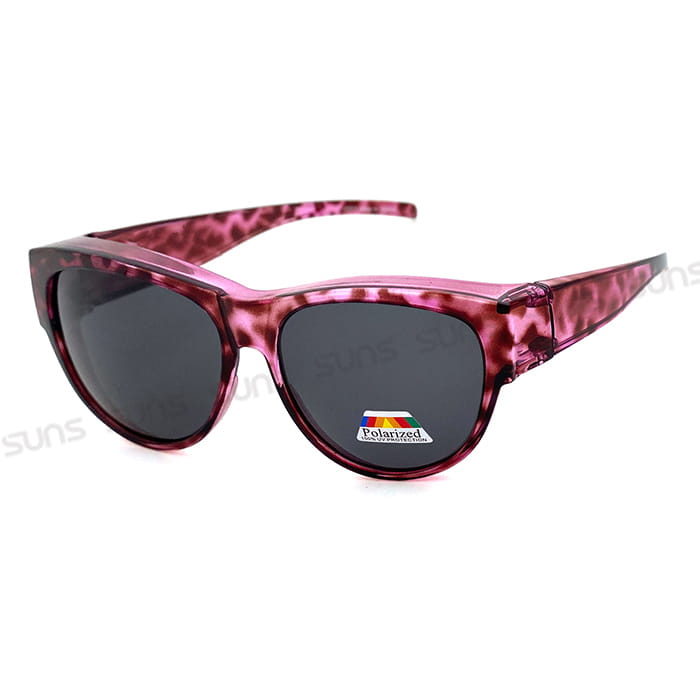 【suns】時尚豹紋紫紅偏光太陽眼鏡 抗UV400 (可套鏡) 5