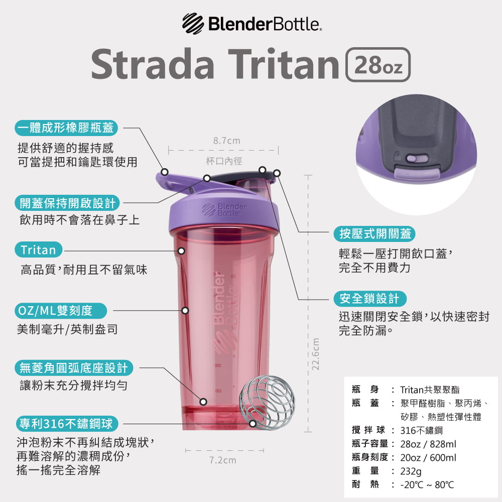 【Blender Bottle】Strada系列｜Tritan｜卓越搖搖杯｜28oz｜5色 11