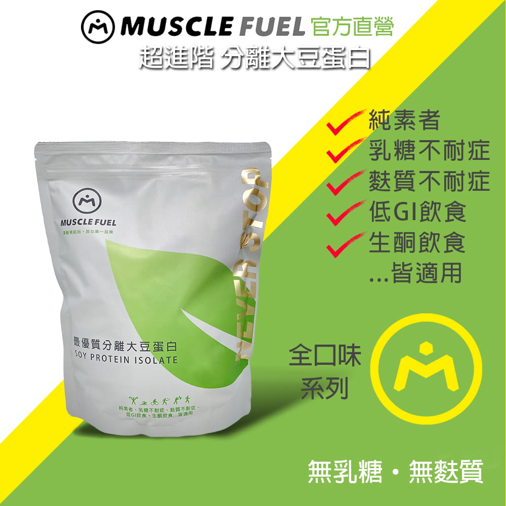 【Muscle Fuel】超進階分離大豆蛋白 全口味 1kg袋裝｜天然無化學味｜素食者 適用 0