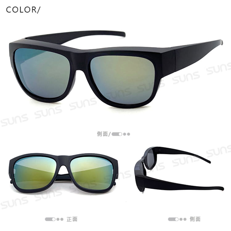 【suns】時尚霧黑框金水銀 偏光太陽眼鏡 抗UV400 (可套鏡) 5
