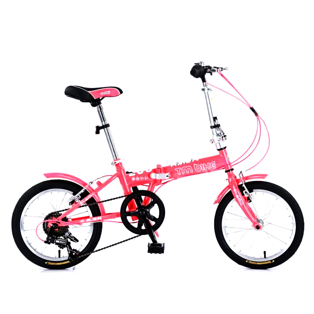 BIKEONE T6 PLUS 16吋6速SHIMANO轉把變速文藝小清新16吋摺疊車小折兒童自行車 0