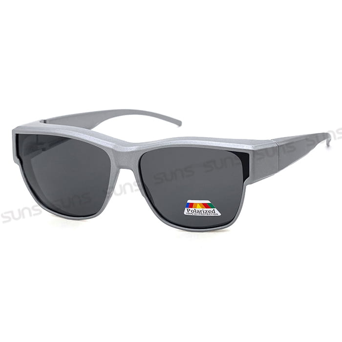 【suns】時尚方框科技銀偏光太陽眼鏡 抗UV400 (可套鏡) 6