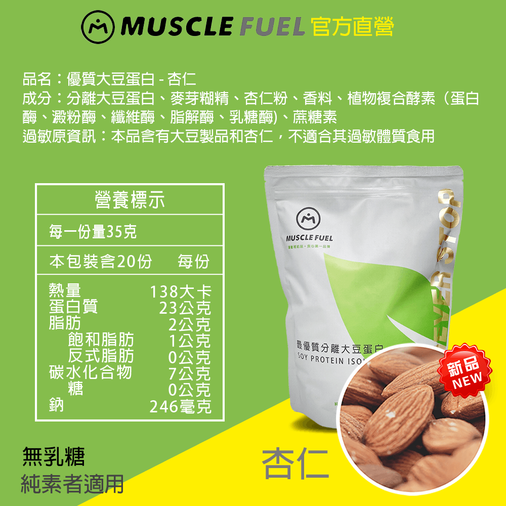 【Muscle Fuel】超進階分離大豆蛋白 全口味 1kg袋裝｜天然無化學味｜素食者 適用 4