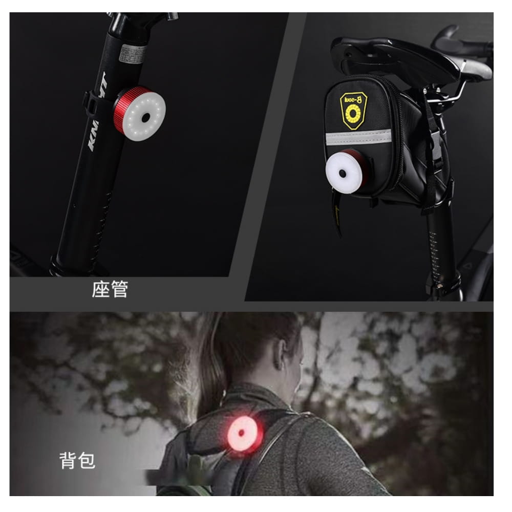巨安戶外【111111137】 自行車燈警示騎行裝備騎行燈USB充電炫彩鋁合金自行車尾燈 11