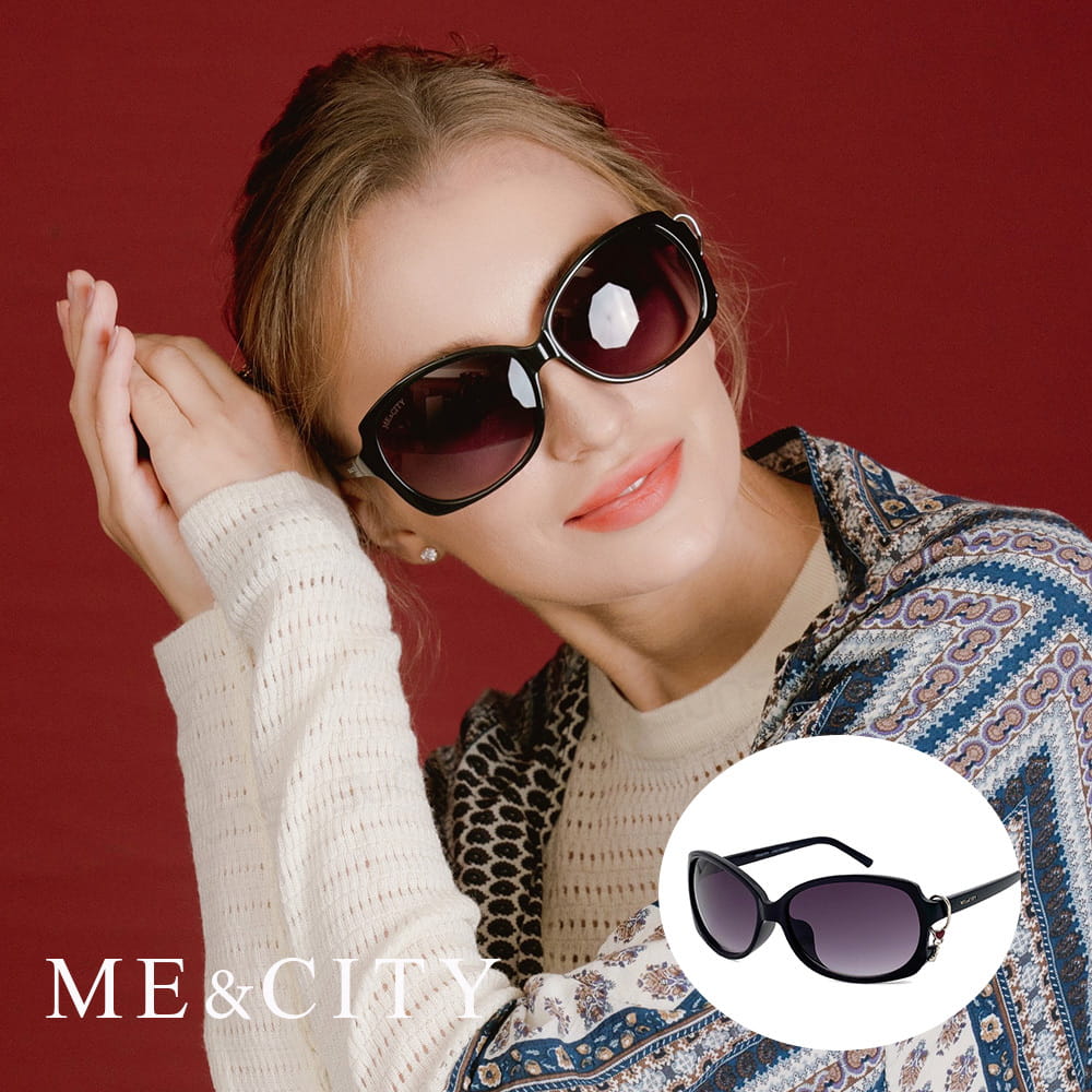 【ME&CITY】 甜美心型鎖鍊太陽眼鏡 抗UV (ME 1224 L01) 0
