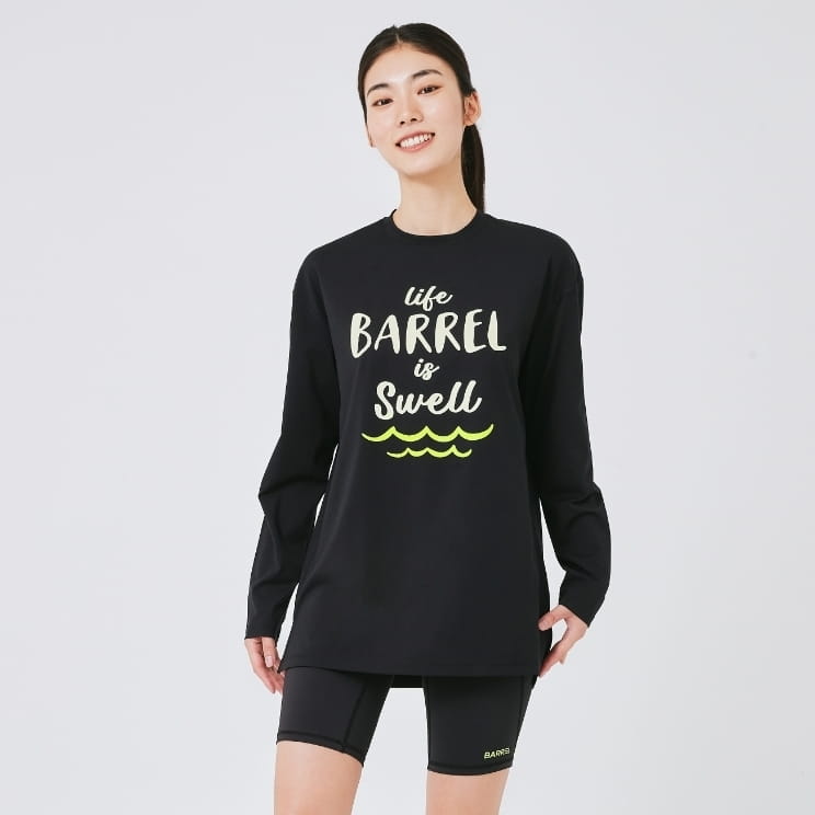 【BARREL】悠閒女款寬版長袖上衣 #BLACK 0