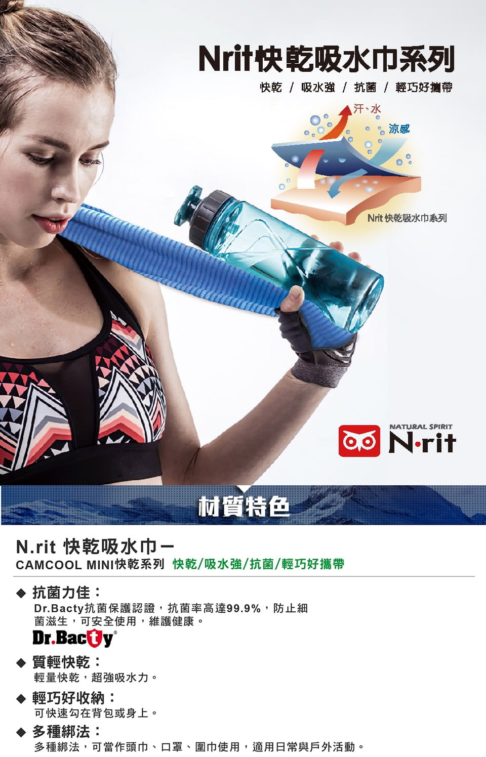 【N • rit 韓國】CAMCOOL涼感吸水巾/快乾吸水巾45*45CM(CAMCOOL) 1