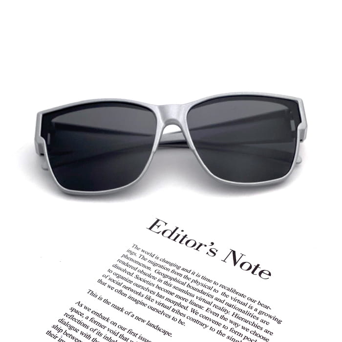 【suns】時尚方框科技銀偏光太陽眼鏡 抗UV400 (可套鏡) 1