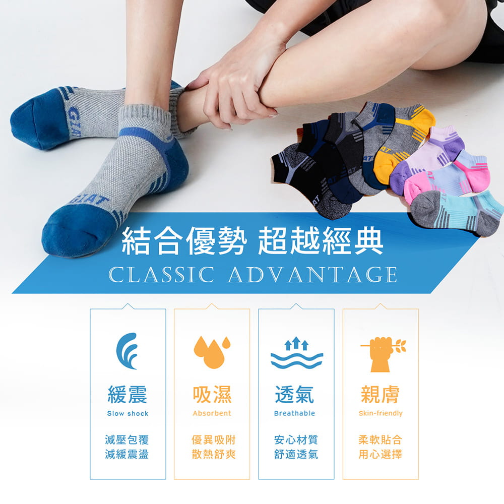 【GIAT】台灣製類繃機能萊卡運動襪(男女適穿/22-26cm) 2