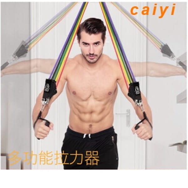 【CAIYI 凱溢】Caiyi 拉力器 健身拉力繩 阻力帶 瑜珈繩 彈力繩 健身 訓練帶 彈力帶 阻力繩11件套 1