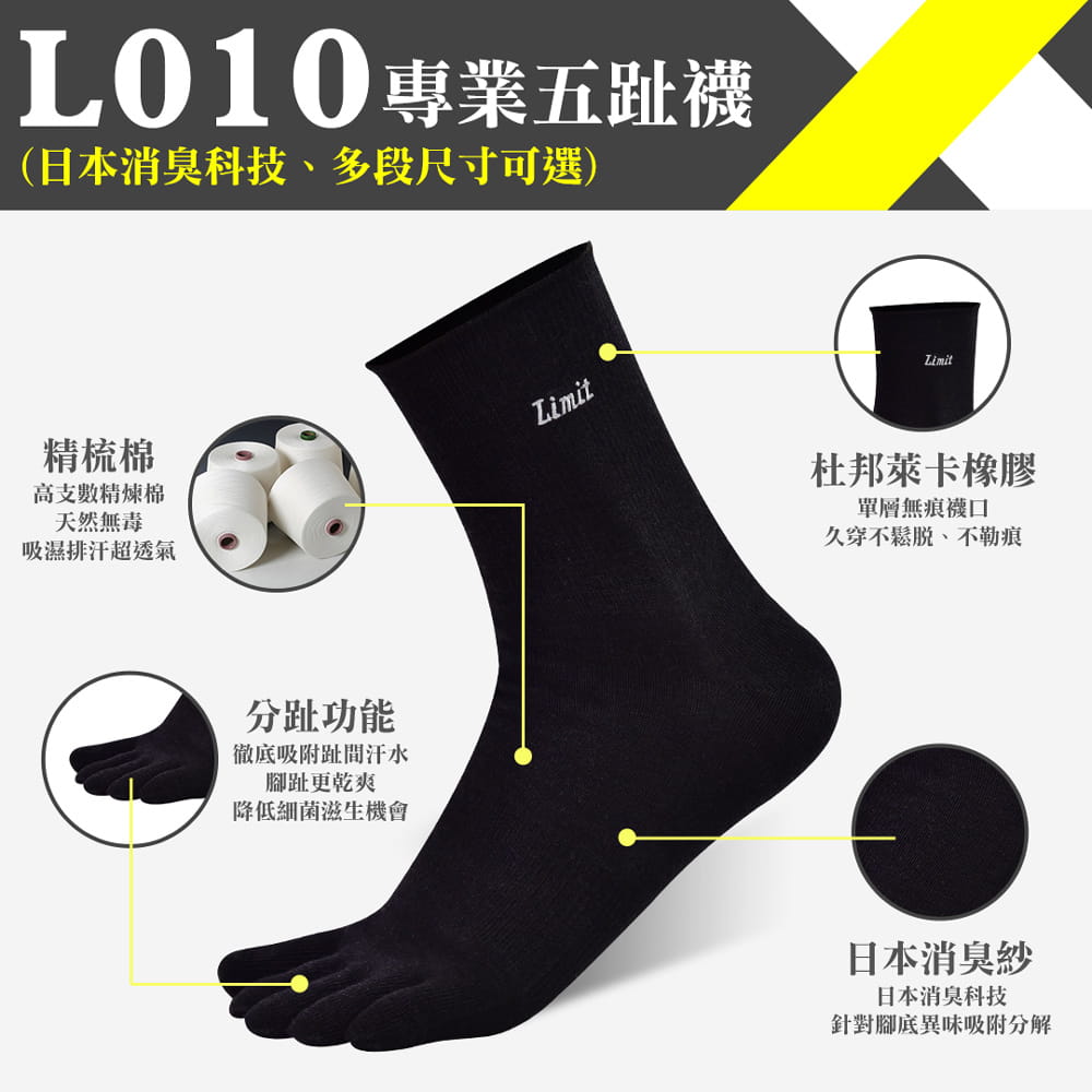 【力美特機能襪】專業五趾襪(黑) 0