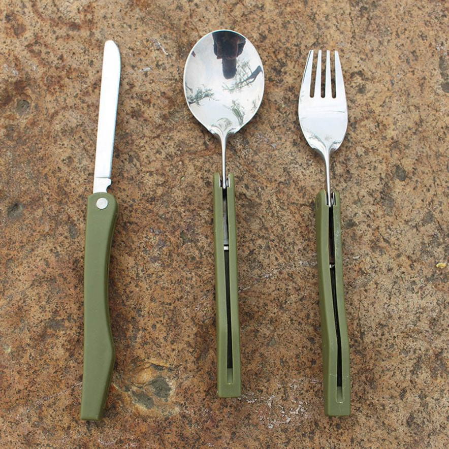 【Outkeeper】戶外可摺疊輕量化露營旅行三件組不鏽鋼餐具湯匙/叉子/刀子 3