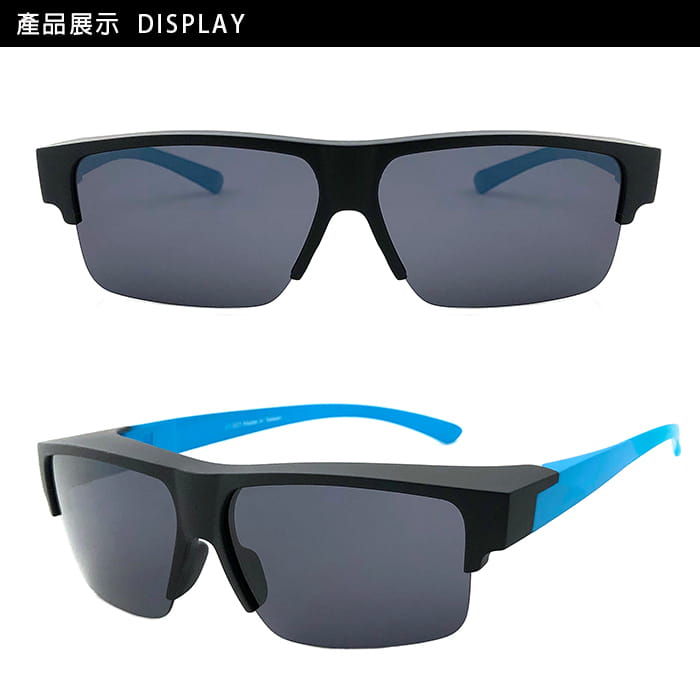 【suns】偏光太陽眼鏡 半框霧黑藍 抗UV400 (可套鏡) 3