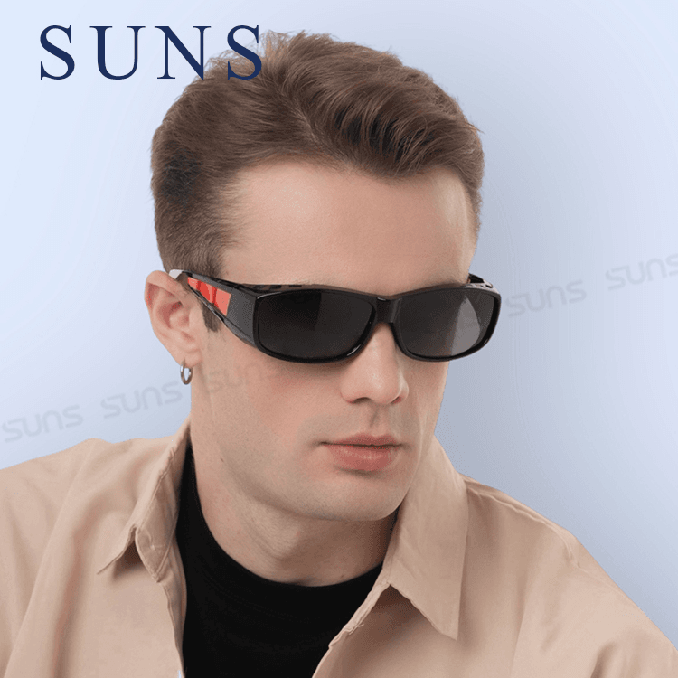 【suns】MIT包覆式偏光太陽眼鏡(紅框) 透氣/抗UV400 (可套鏡) 1
