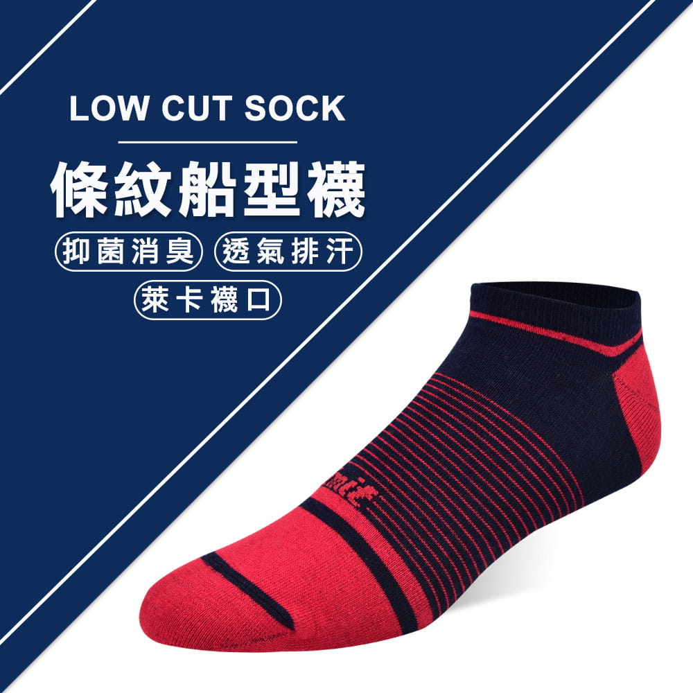 【力美特機能襪】條紋船型襪(丈青紅) 0