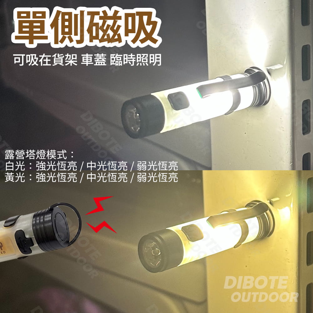 【DIBOTE】 迪伯特 迷你手電筒 帽夾燈 口袋燈 磁吸工作燈 露營燈 4