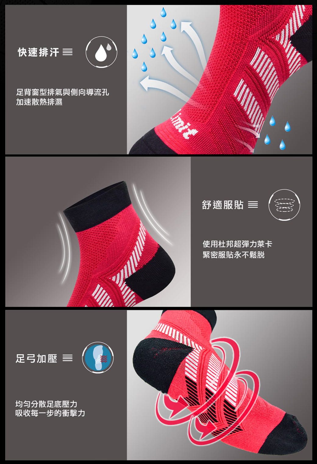 【力美特機能襪】繃帶訓練襪(紅黑) 4