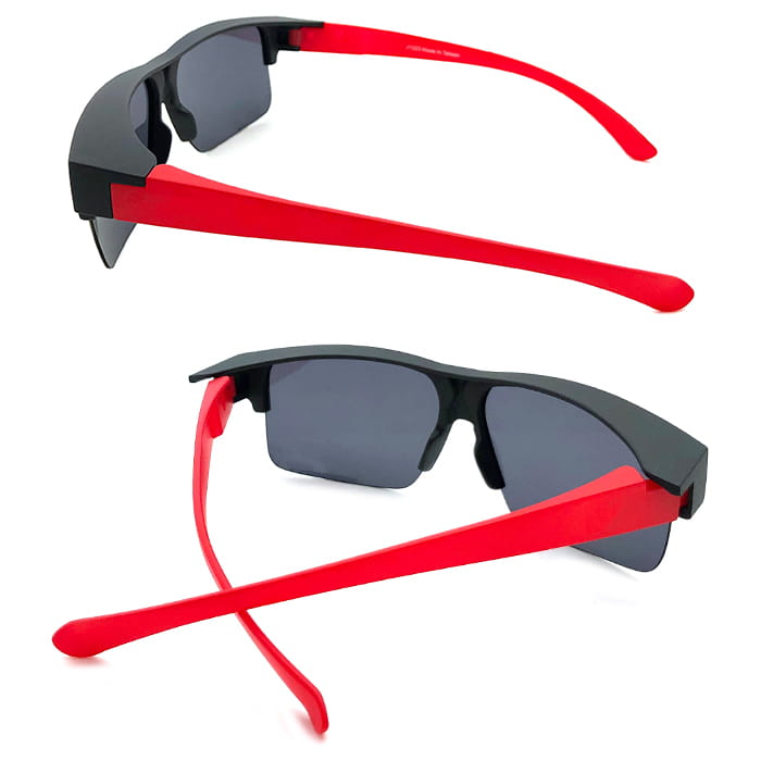 【suns】偏光太陽眼鏡 半框霧黑紅 抗UV400 (可套鏡) 4