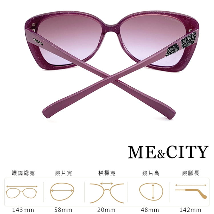 【ME&CITY】 歐美曼妙女伶鑲花太陽眼鏡 抗UV (ME 120020 H232-2) 12