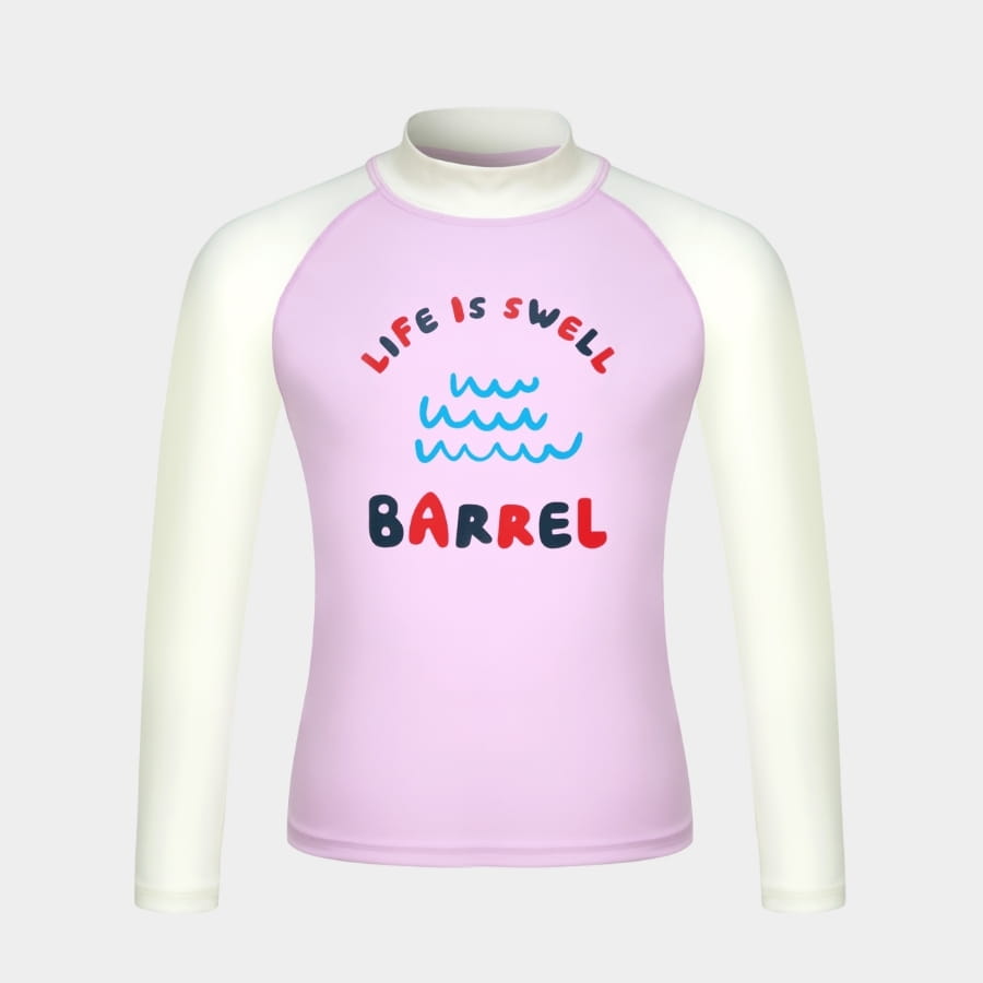 【BARREL】悠閒拚接兒童長袖上衣 #PINK 0