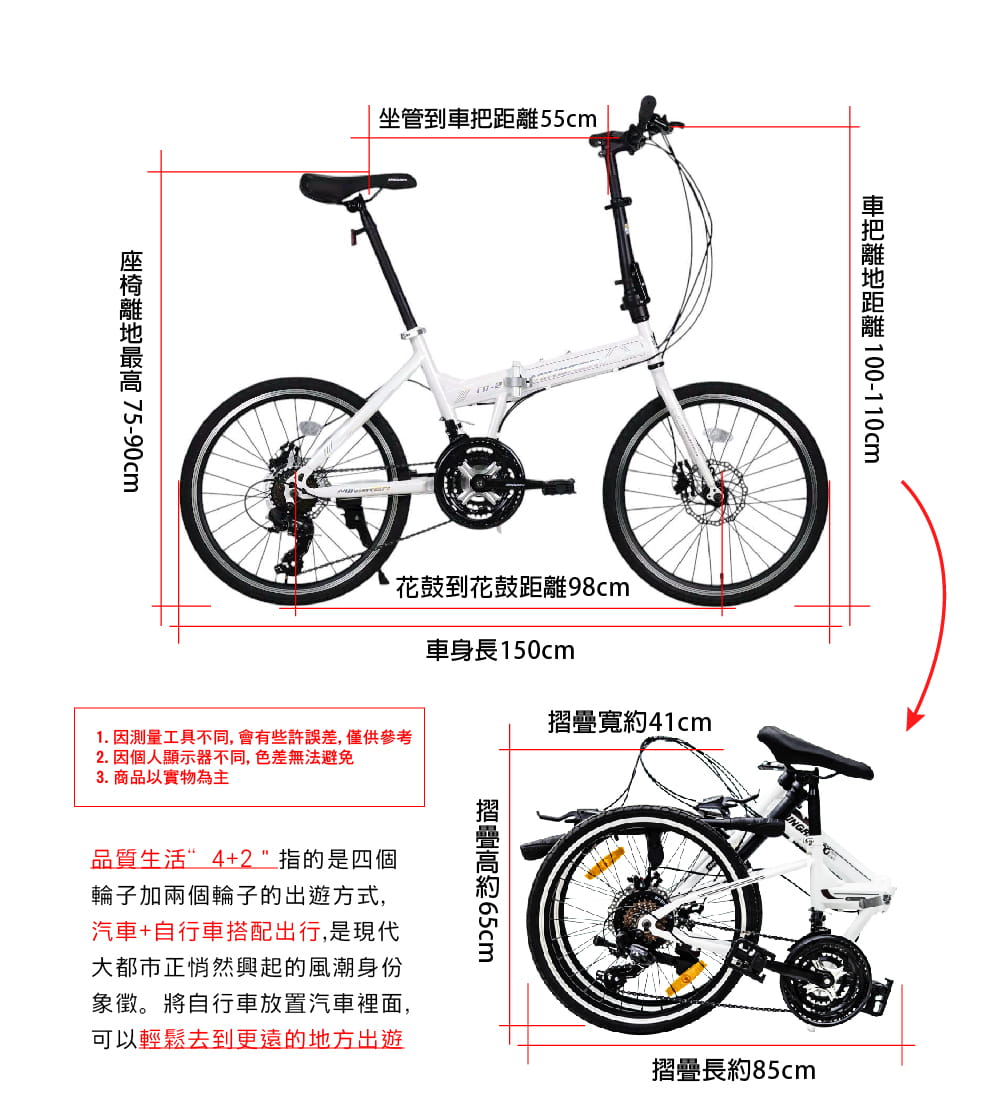 BIKEONE MG7 PLUS 20吋24速SHIMANO碟煞折疊車451輪組小跑指撥煞變合一定位 11