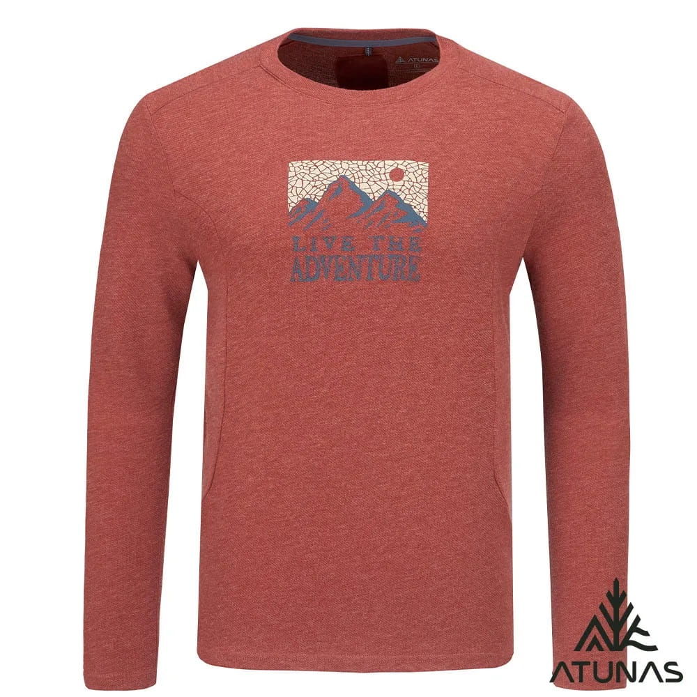 ATUNAS 歐都納男款羊毛長袖T恤A1TS2543M磚紅/長圖T/透氣排汗 0