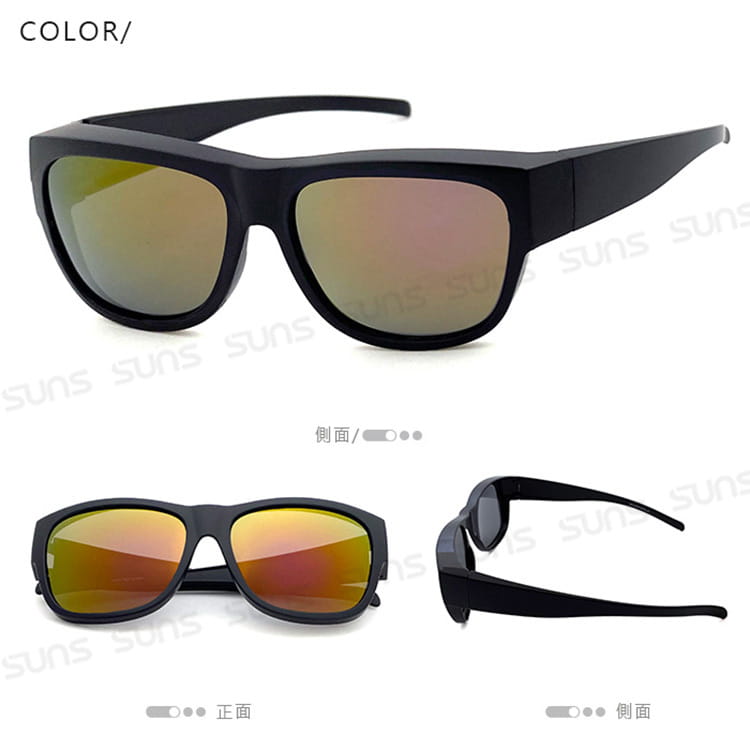 【suns】時尚霧黑框紅水銀 偏光太陽眼鏡 抗UV400 (可套鏡) 5