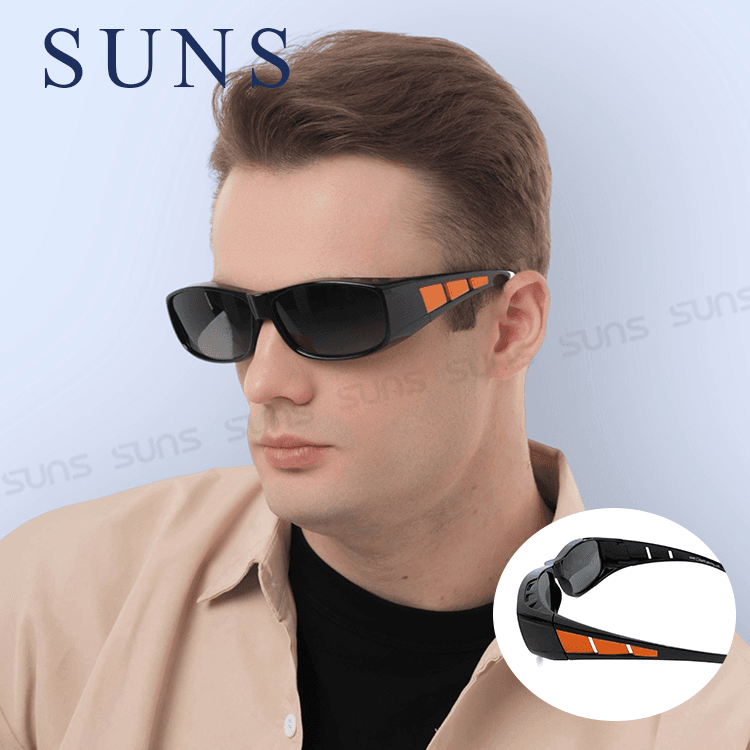 【suns】MIT包覆式偏光太陽眼鏡(橘框) 透氣/抗UV400 (可套鏡) 0