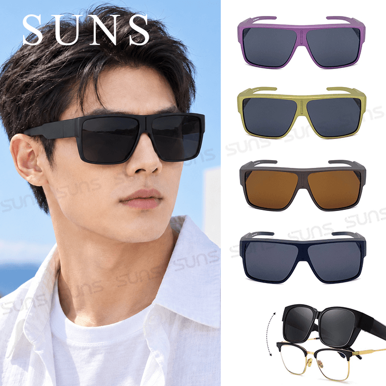 【suns】時尚特大框偏光墨鏡/套鏡 抗UV400 (可套鏡) N024 0