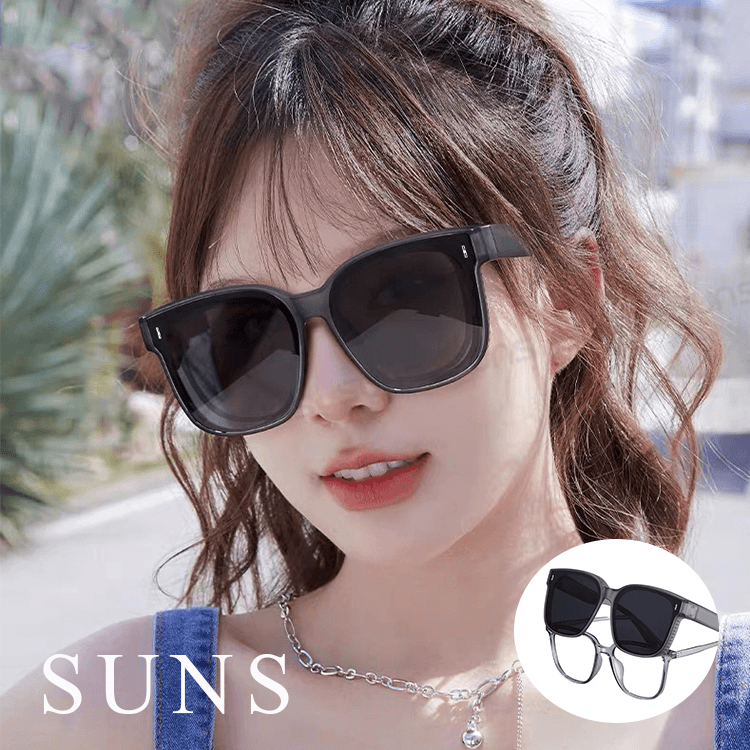 【suns】時尚韓版ins大框偏光太陽眼鏡 霧透灰框 抗UV400 (可套鏡) 0