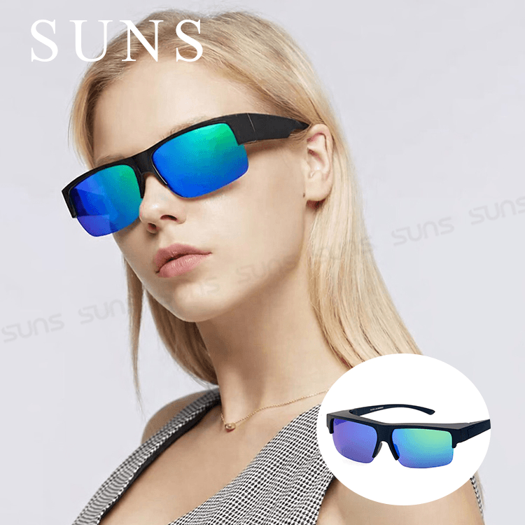 【suns】半框偏光太陽眼鏡 綠水銀 抗UV400 (可套鏡) 0