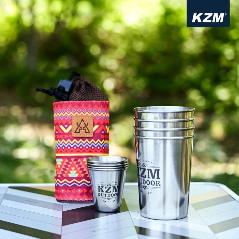 (登山屋)KAZMI KZM 經典民族風不鏽鋼套杯8件組 0