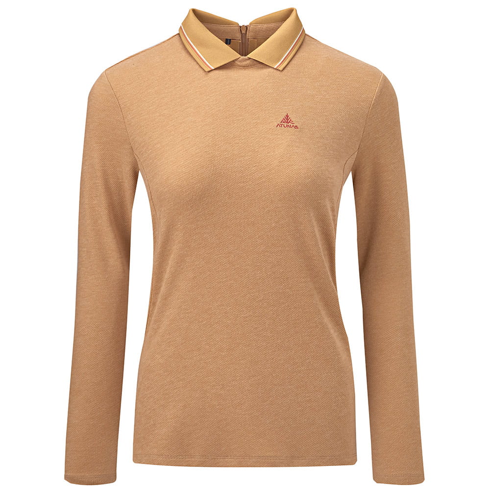 ATUNAS 歐都納 女款長袖羊毛POLO衫(A1PS2553W可可棕/舒適柔軟) 0