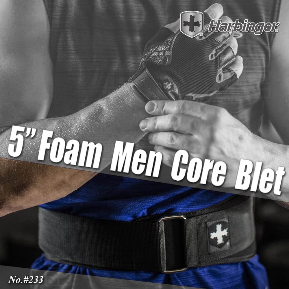 【Harbinger】#233 男款 黑色 專業重訓/健身腰帶 5" FOAM MEN CORE 3