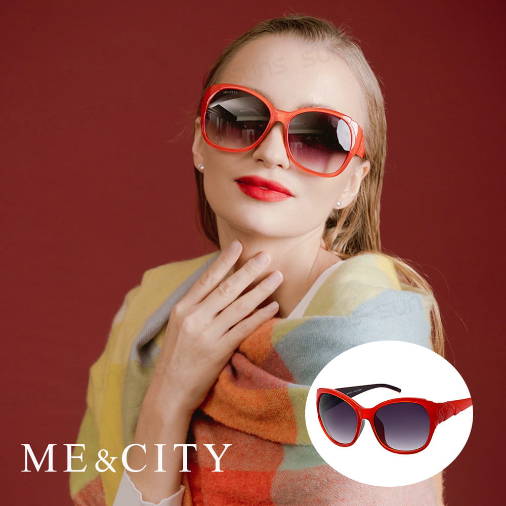 【ME&CITY】 古典花園玫瑰大框太陽眼鏡 抗UV (ME 120032 E243) 0