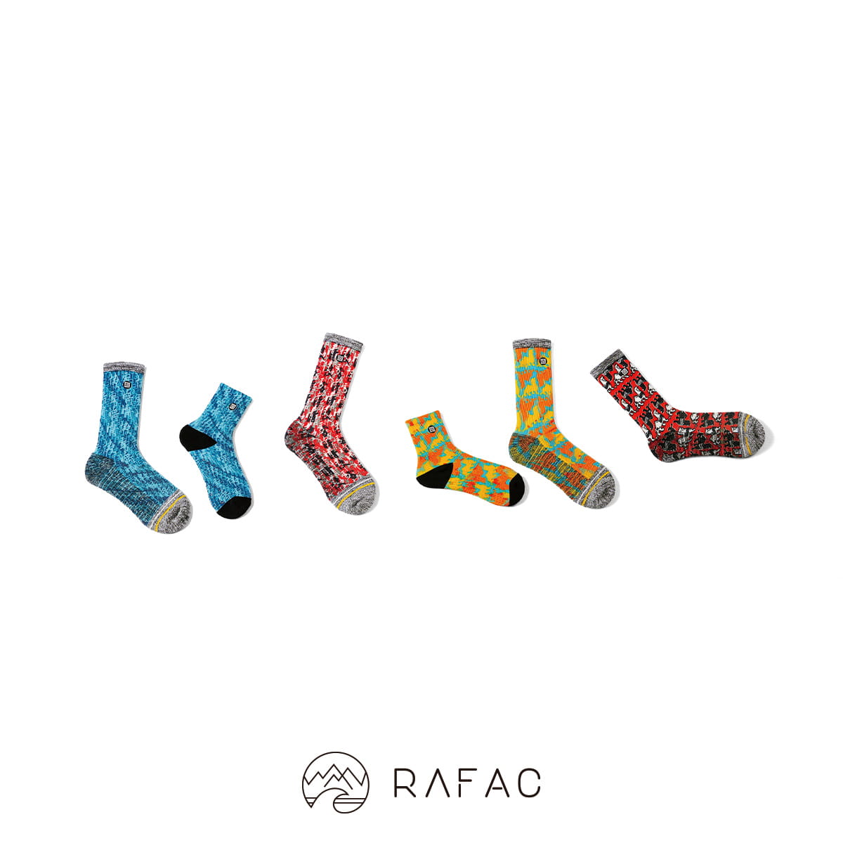 【RAFAC】故宮x RAFAC咖啡紗機能動動童襪-快雪時晴帖-晴天藍 2