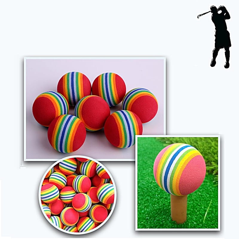 高爾夫GOLF海綿球 (10顆裝-顏色隨機)EVA彩虹球 室內練習球揮桿練習【GF08002-10】 0