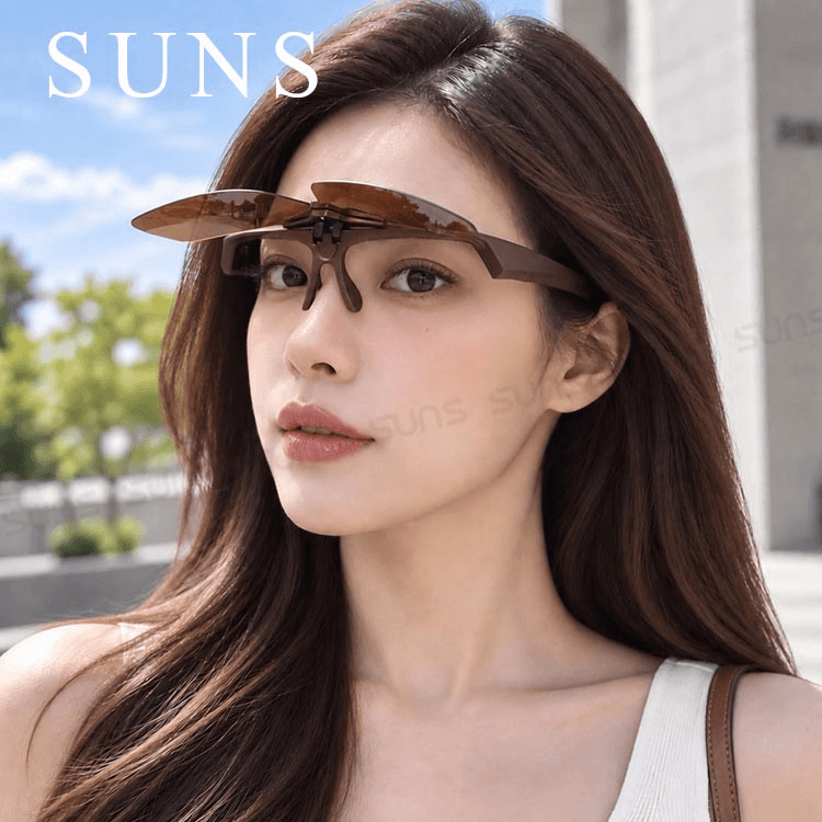 【suns】休閒上翻式偏光墨鏡 霧茶款 (可套鏡) 抗UV 4