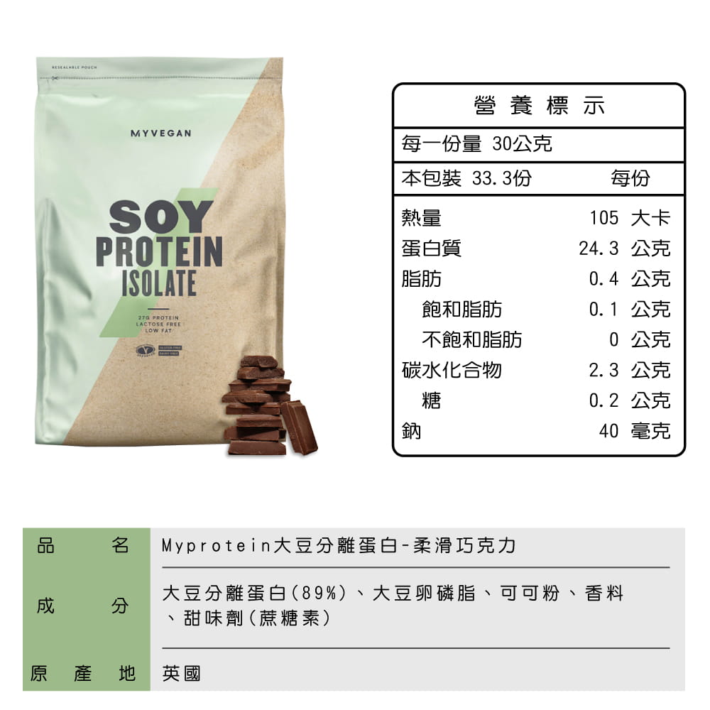 【Myprotein】 大豆分離蛋白 1KG (多口味可選) 3