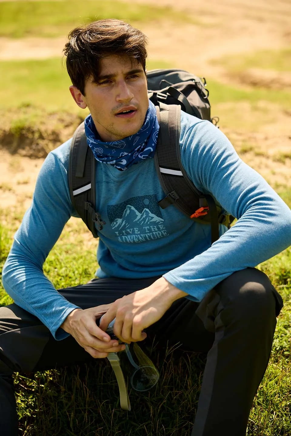 ATUNAS 歐都納男款羊毛長袖T恤A1TS2543M藍/長圖T/透氣排汗 1