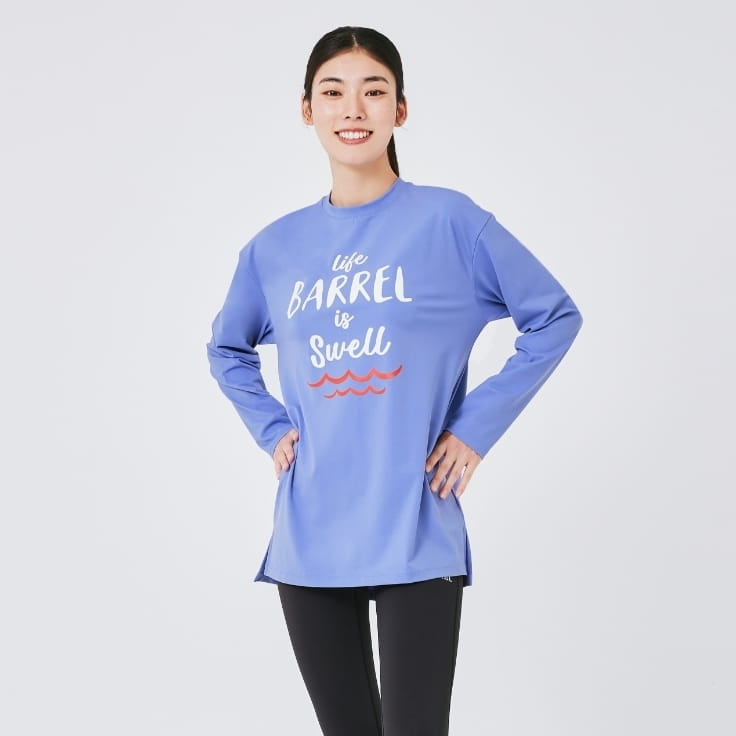 【BARREL】悠閒女款寬版長袖上衣 #BLUE 0